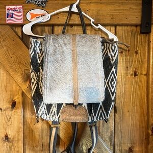 Myra Hair-on Black and Tan Backpack